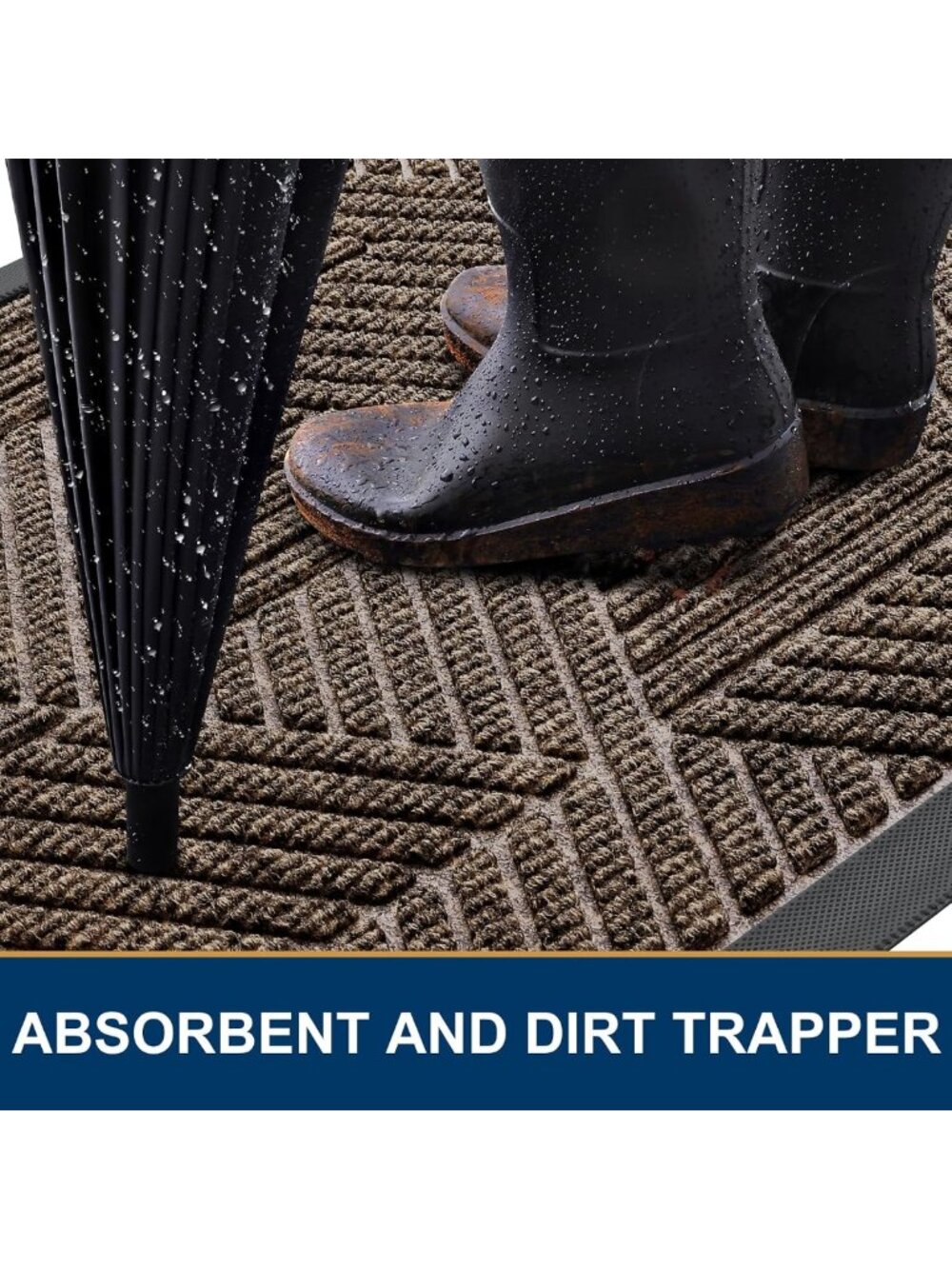 Heavy Duty Natural Rubber Doormat, Low Profile Entry Mat, Dirt Trap, Easy Clean - Picture 3 of 7